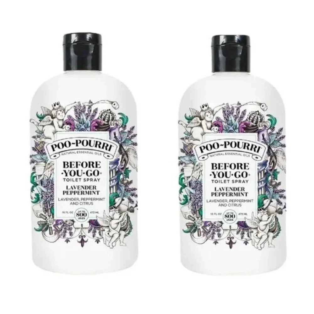 NEW Set 2 Poo-Pourri Before You Go Toilet Spray Refill 16oz Lavender Peppermint